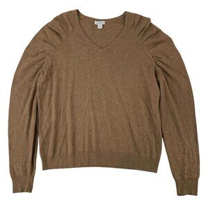 Sundance Elin Gathered Puff Sleeve Wool Cashmere Blend Sweater Size XL